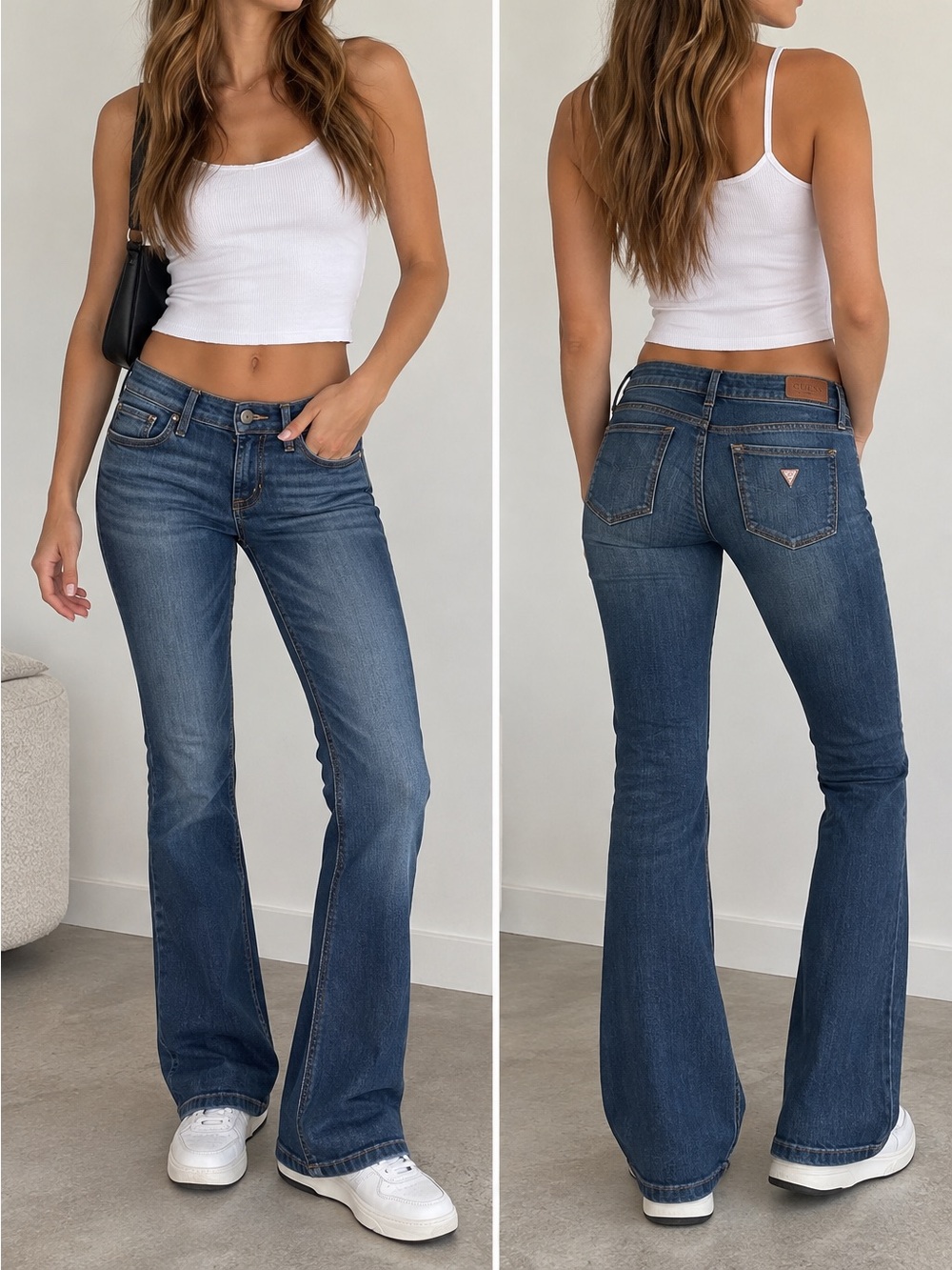 GUESS Boot Low Rise Bootcut Jeans Dark Wash Stretch Denim Size 26 Y2K